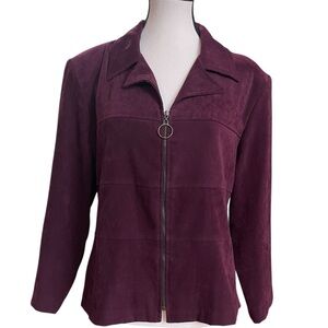 DJ & CO. Vintage Burgundy Faux Suede Zip-Up Blazer Jacket